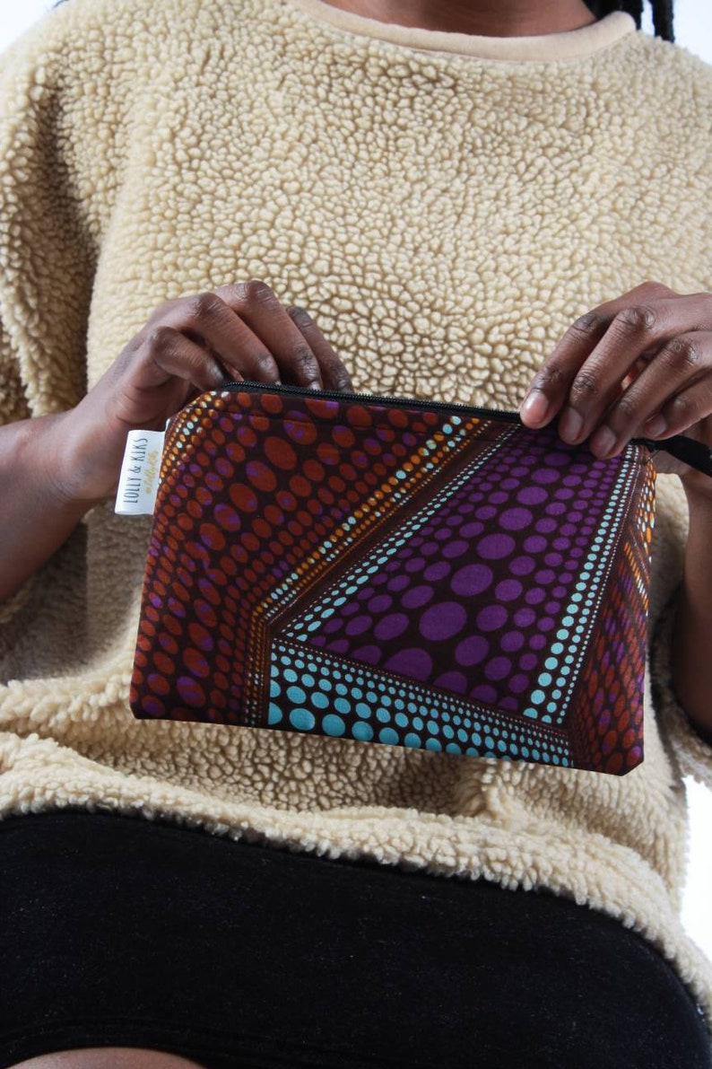 Wax Print Pencil Case Purple Blue African Print Stationery African Print Make Up Bag Lolly /& Kiks Dami Print Ankara Make Up Pouch