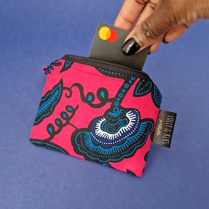 Geldbörse mit afrikanischem Aufdruck, Taschenorganizer mit afrikanischem Aufdruck, Ankara Geldbörse, Mini-Stoffbeutel | Pinker Omolara Druck