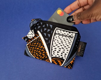 African Print Coin Purse, African Print Bag Organiser, Ankara Wallet, Mini Fabric Pouch | Deji Print