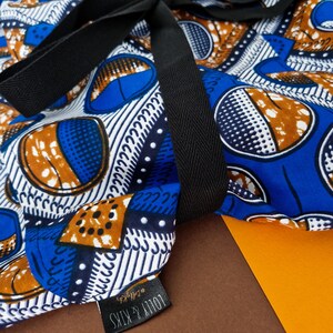 Cotton Apron with 2 Pockets, African Print Bib Apron Blue Bolande Print image 2