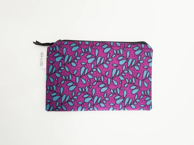 Wax Print Pencil Case Purple Blue African Print Stationery African Print Make Up Bag Lolly /& Kiks Dami Print Ankara Make Up Pouch