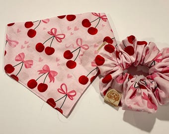 Bandana para perro Cherry y coletero a juego, bandana elástica para mascotas