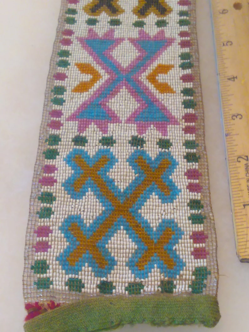North American Indian Glass Bead Work Beautiful X Designs Case Not Included Antique Indian bead Work