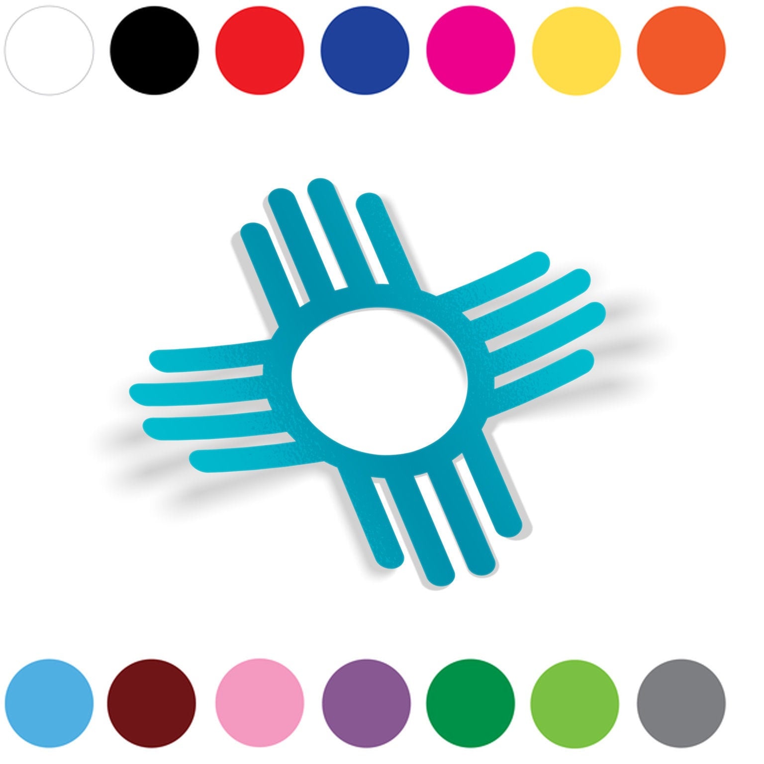 Zia Icon 2-Stickers: Free Shipping 3", 4″ or 7" Custom Colo…