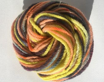 Handspun Hand dyed Yarn, Dorset Horn fiber, Peach Blueberry Margarita