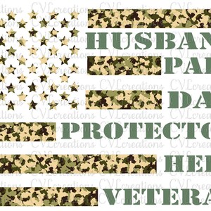Husband.Papa.Dad.Protector.Hero.Veteran Digital File SVG DXF EPS Png Pdf