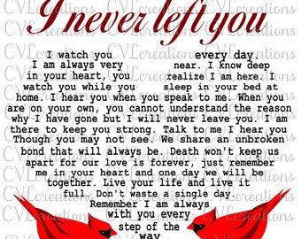 I never left you heart and cardinals Digital File SVG DXF PNG