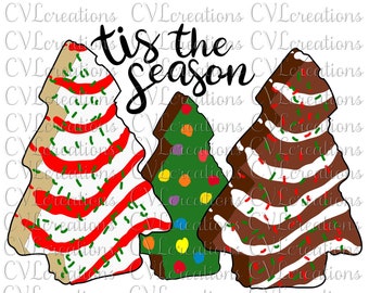 Tis the Season Christmas Tree Cakes PNG DXF SVG PdF EpS