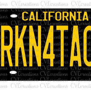 TRKN4TACOS California License Plate Eps Pdf SVG PNG DXF Fichier numérique