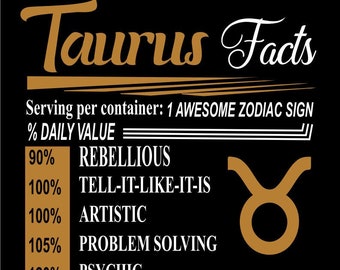 Awesome Zodiac Taurus Sign Facts-Digital File SVG PNG DXF PdF