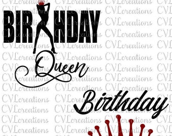 Birthday Queen and Squad Digital Files SVG PNG DXF PdF EpS
