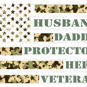 Husband.Daddy.Protector.Hero.Veteran Digitaal Bestand SVG DXF EPS Png pdf