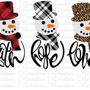 Faith Hope Love Snowmen Digitale Datei PNG und PDF-Dateien nur