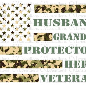 Husband.Grandpa.Protector.Hero.Veteran Digital File SVG DXF EPS Png Pdf