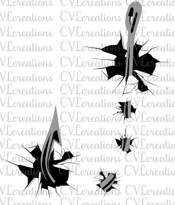 Download Fishing Hook Through Broken Glass Funny Fishing Digital File Svg Png Dxf Pdf Eps