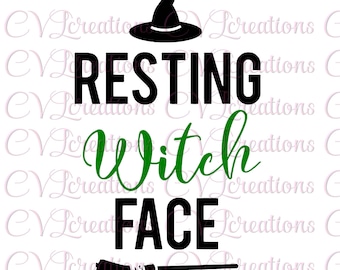 休息中の魔女の顔 ハロウィン SVG DXF PNG