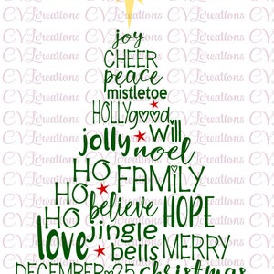 Choinka Word Art SVG DXF EPS Pdf Png