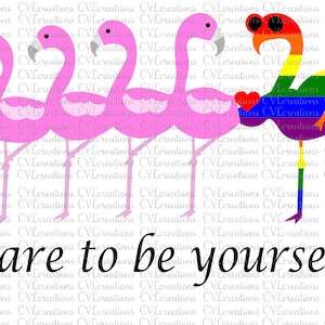 Wage es, du selbst zu sein! Flamingos SVG PNG DXF Pdf Eps Digitale Datei