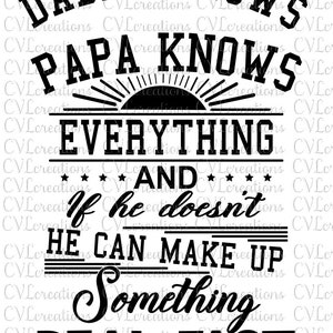 Daddy/Papa knows everything and if he doesn't he can make something up Digital File SVG PNG DXF PdF