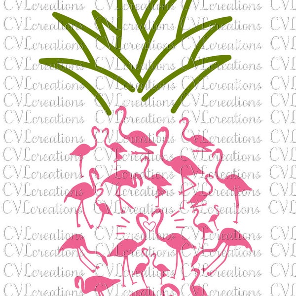 Flamingo Pineapple PdF SVG PNG DXF Eps Fichier numérique