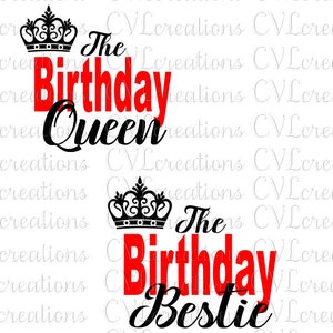 誕生日の女王と誕生日の親友 デジタルファイル SVG PNG DXF