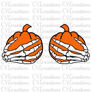 Skeleton Hands on Pumpkins Halloween Digital File SVG DXF EPS Png Pdf