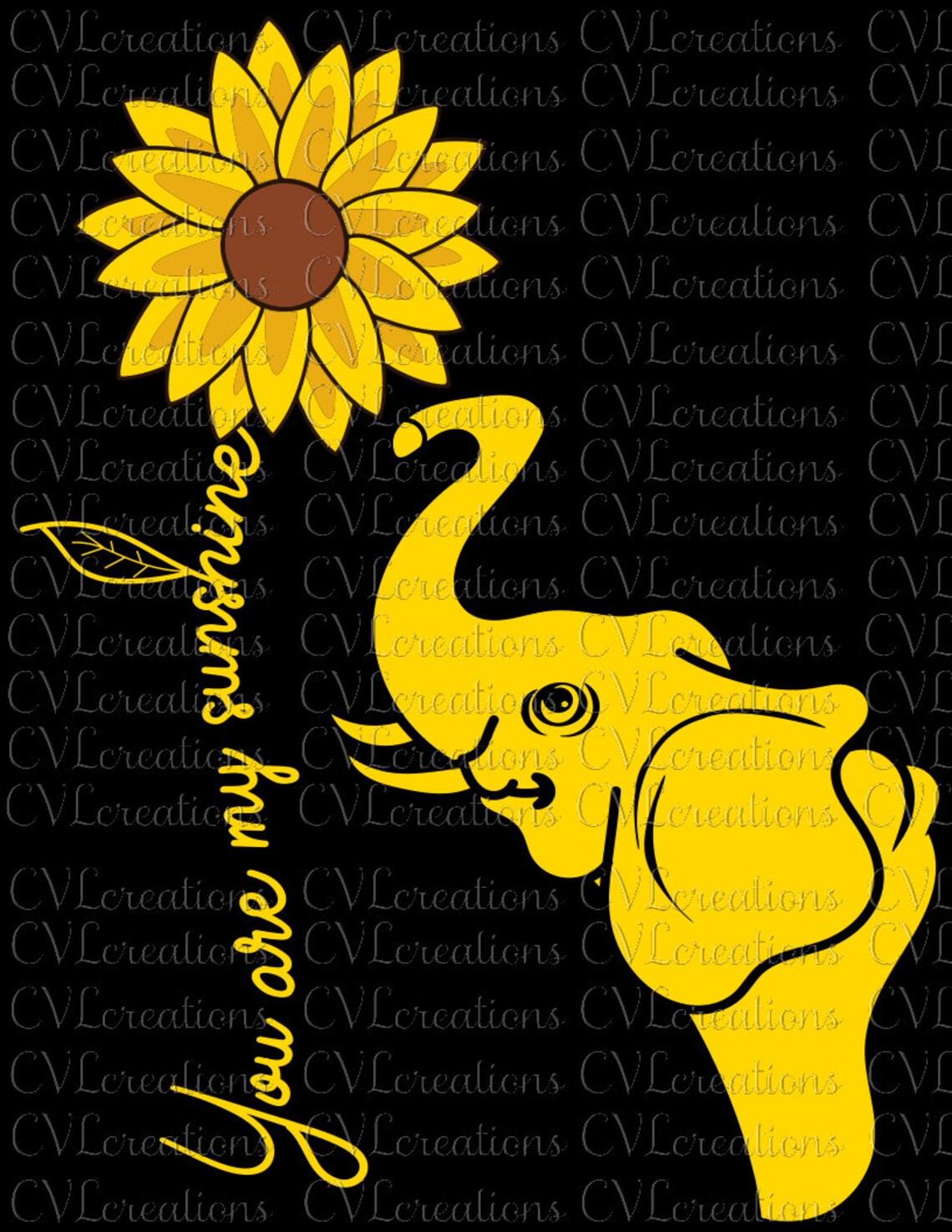 You are my sunshine Elephant Sunflowers Digital File SVG ...