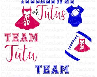 Touchdowns or Tutus Gender Reveal SVG PNG DXF PdF EpS