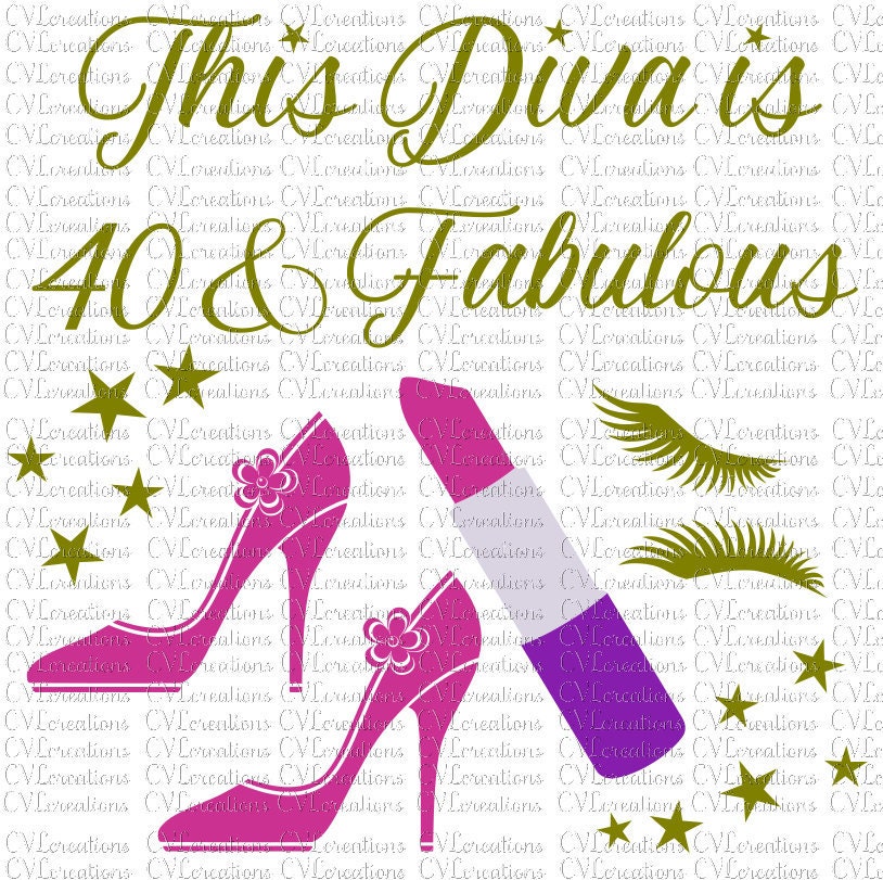 Diamond Heel Digital File SVG PnG DxF EpS April Girl Birthday Diva Over 60 & Fabulous