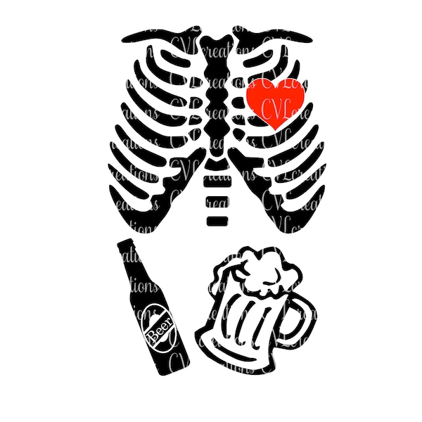 Expecting Daddy Beer Belly  Skeleton Pregnancy Maternity SVG DXF EPS Png Pdf