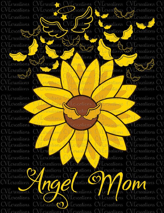 Angel Mom Sunflowers Digital File SVG PNG DXF PdF | Etsy
