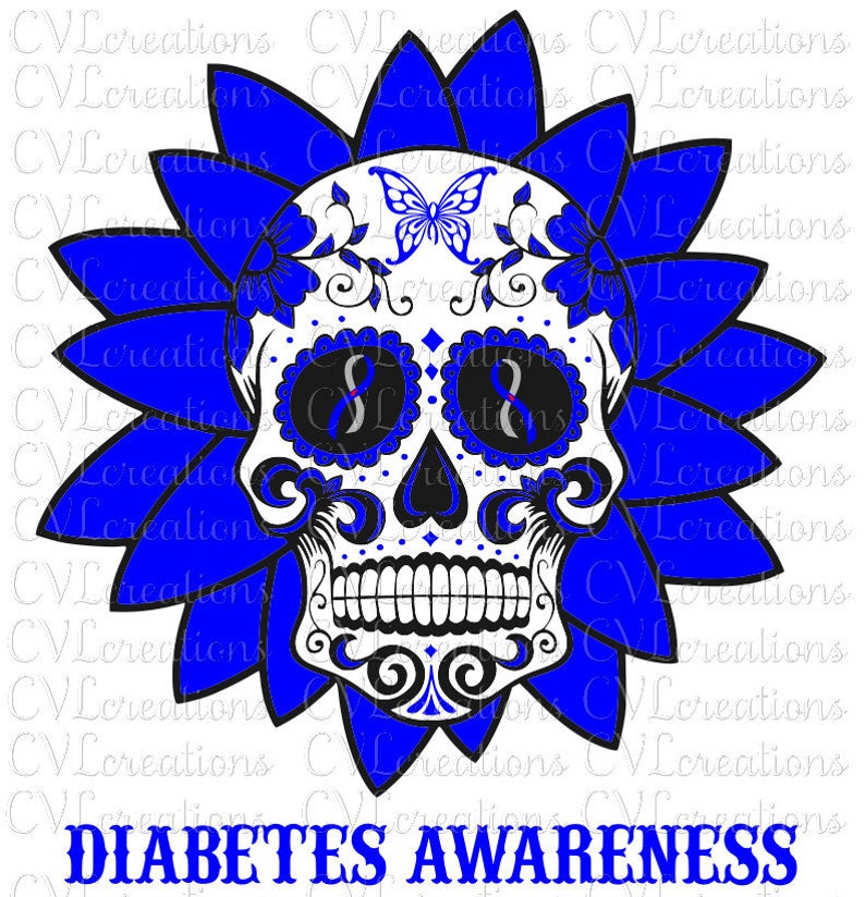 Download Diabetes Awareness Sugar Skull Sunflower Digital File SVG ...