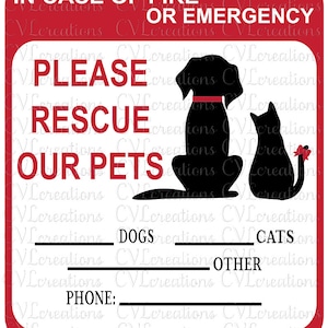 En cas d'urgence, veuillez sauver nos animaux de compagnie fichier numérique SVG DXF EPS Pdf Png
