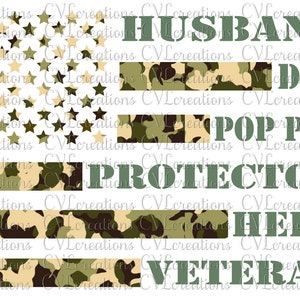 Husband.Dad.Pop Pop.Protector.Hero.Veteran Digital File SVG DXF EPS Png Pdf