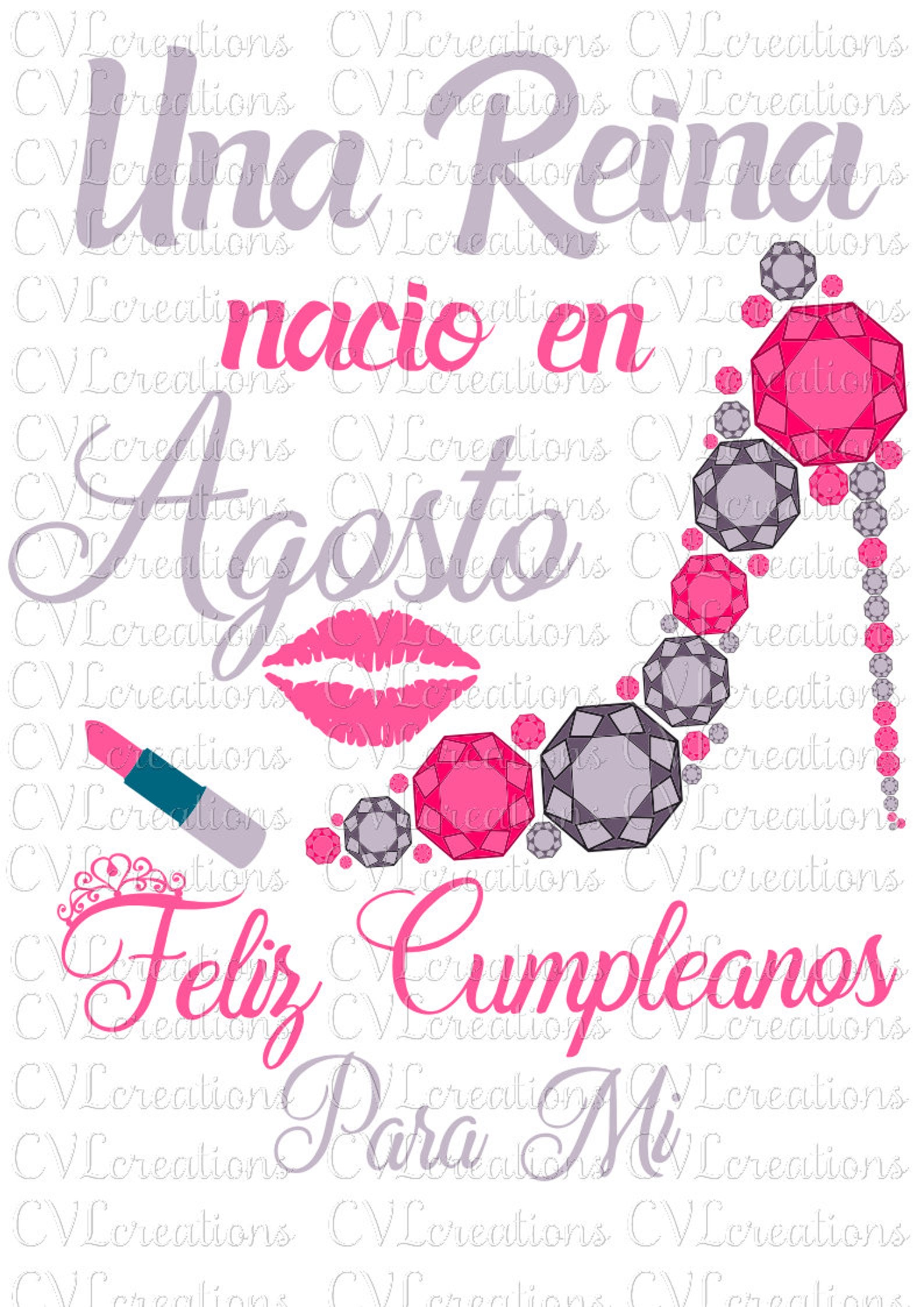 Una Reina Nacio En Agosto Feliz Cumpleanos Por Mi Diamond Heel - Etsy