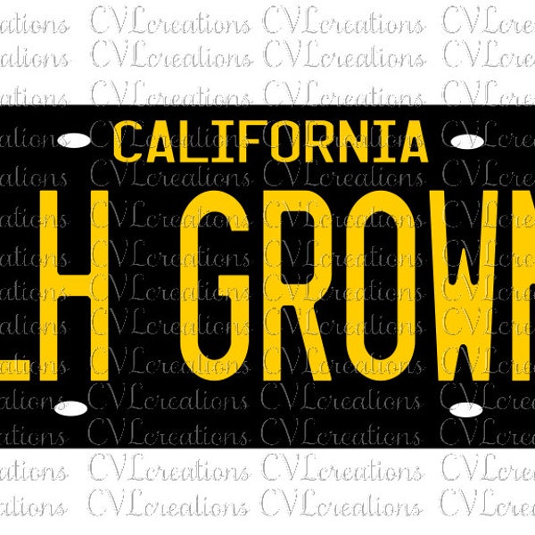 LH GROWN California License Plate Digital File