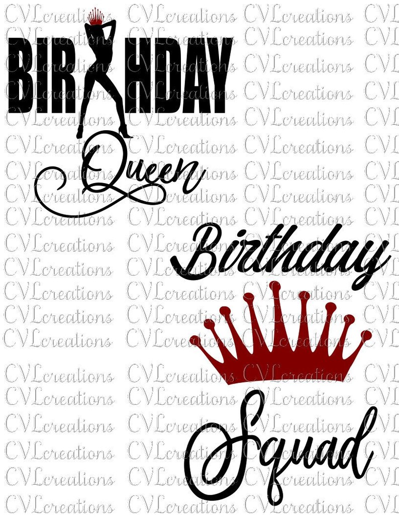 Birthday Queen And Squad Digital Files Svg Png Dxf Pdf Eps Etsy