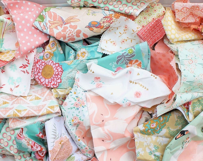 1 LB Fabric Scrap Bag, Quilting Cotton Fabric Scraps, Modern Quilt