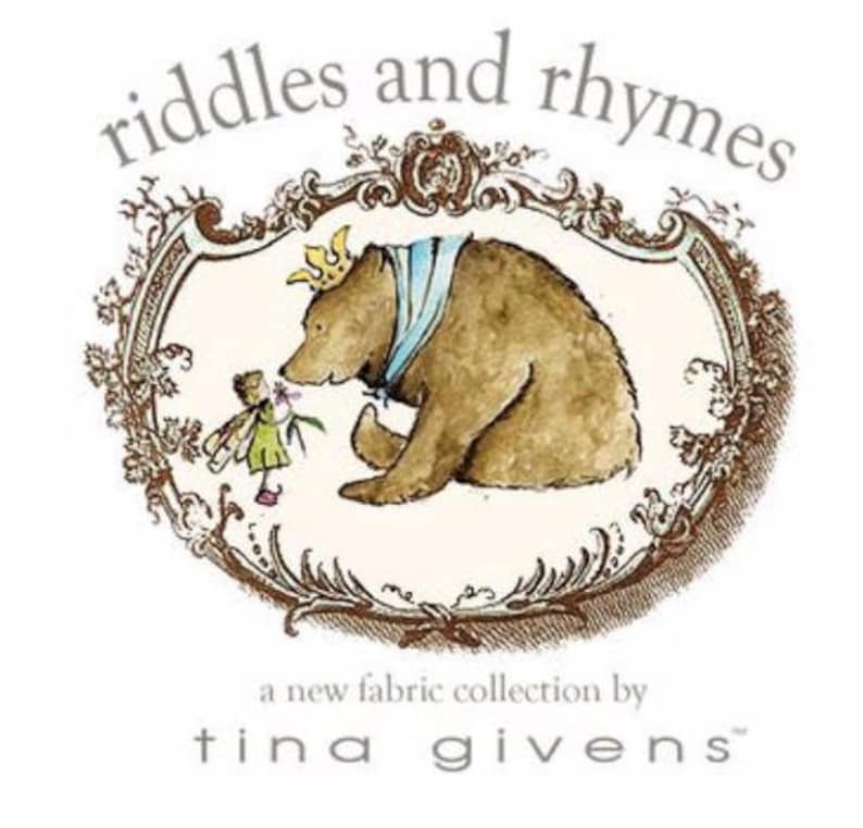 1 YD Tina Givens Riddles /& Rhymes Fairytale Bear Fabric Children/'s Novelty Cotton Sage Green Cotton Fabric Collage Fabric for Kids Crafts