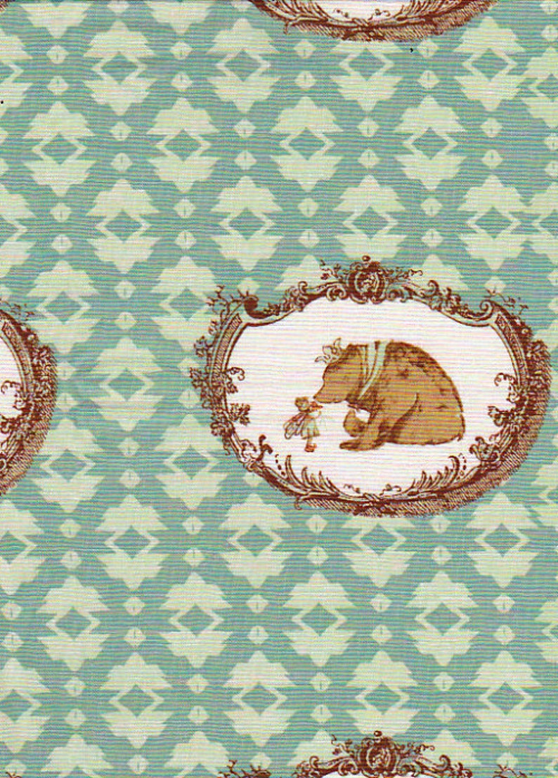 1 YD Tina Givens Riddles /& Rhymes Fairytale Bear Fabric Children/'s Novelty Cotton Sage Green Cotton Fabric Collage Fabric for Kids Crafts