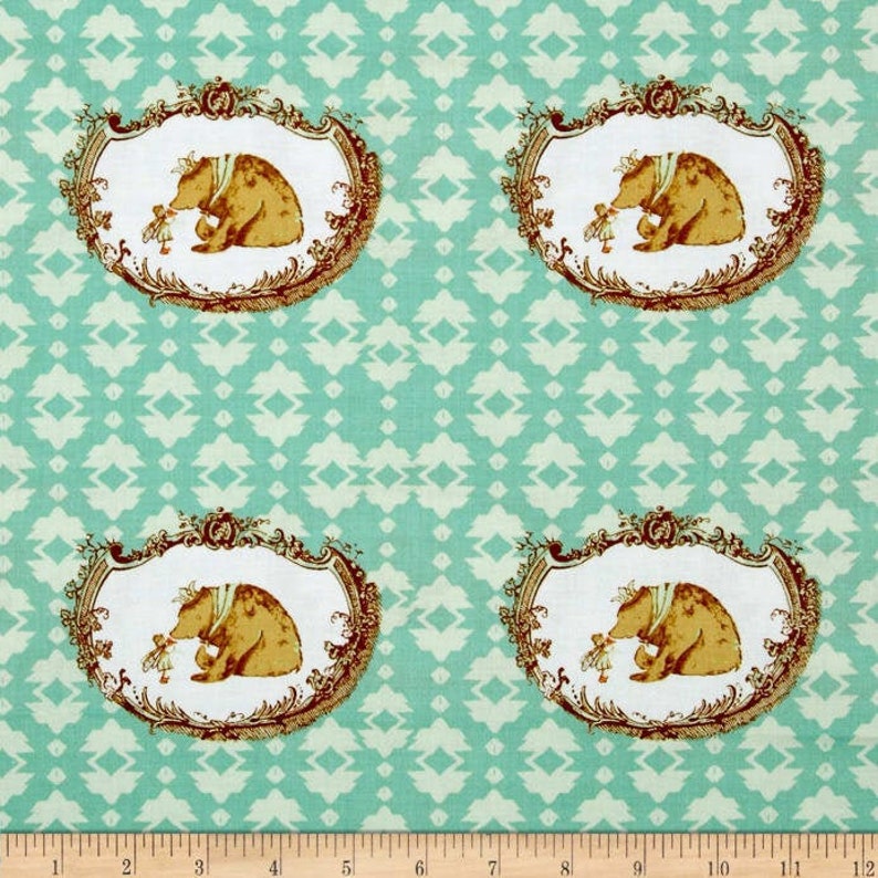 1 YD Tina Givens Riddles /& Rhymes Fairytale Bear Fabric Children/'s Novelty Cotton Sage Green Cotton Fabric Collage Fabric for Kids Crafts