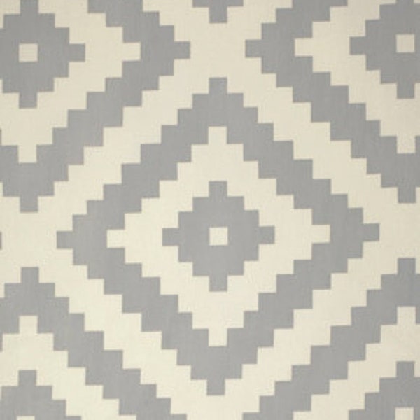 1/2 YD Gray Aztec Fabric, Joel Dewberry Flora Diamonte Stone, Cotton Quilt Fabric, Gray Geometric Fabric, Southwest Decor Fabric Cotton