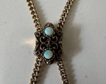 Victorian Gold filled watch chain with 10k Opal slide