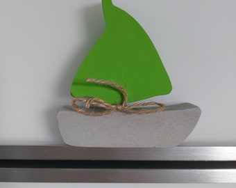 Concrete sailing ship green, boat, table decoration