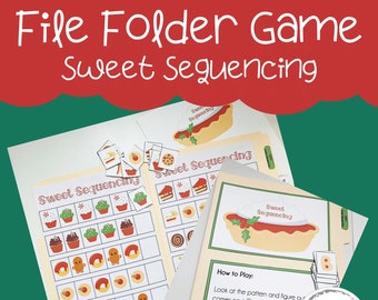 Preschool File Folder Game - Sweet Sequencing Christmas Math Game