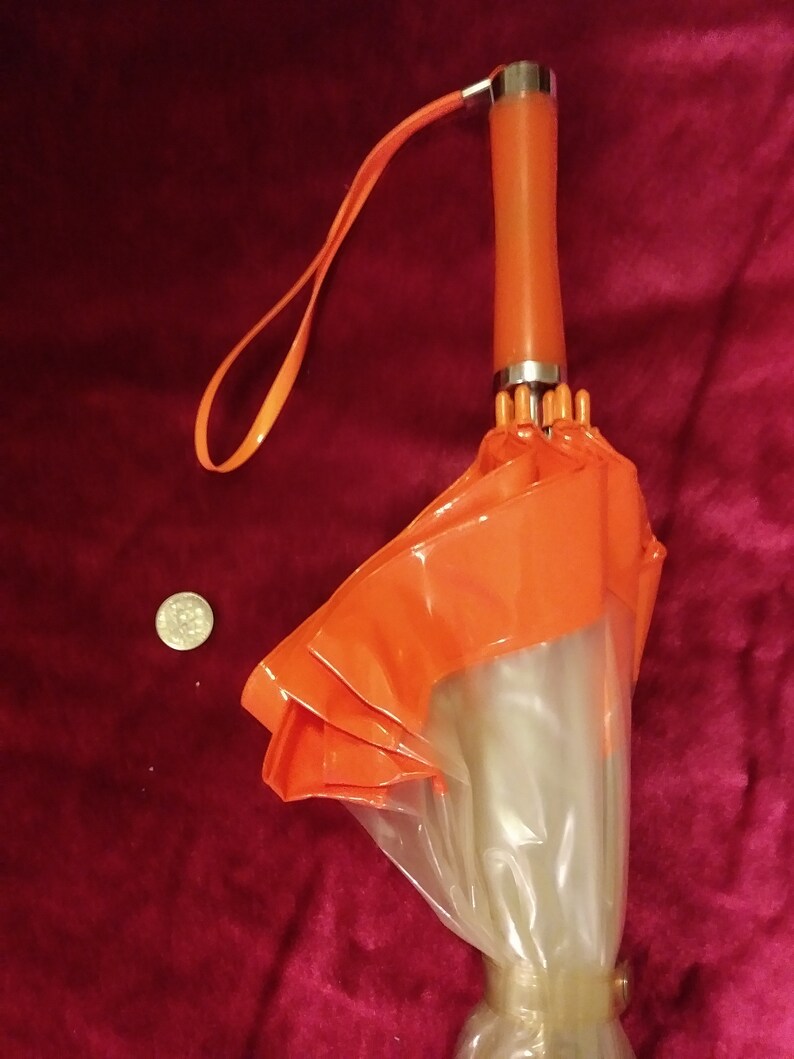 Vintage See Thru Orange Trim Umbrella
