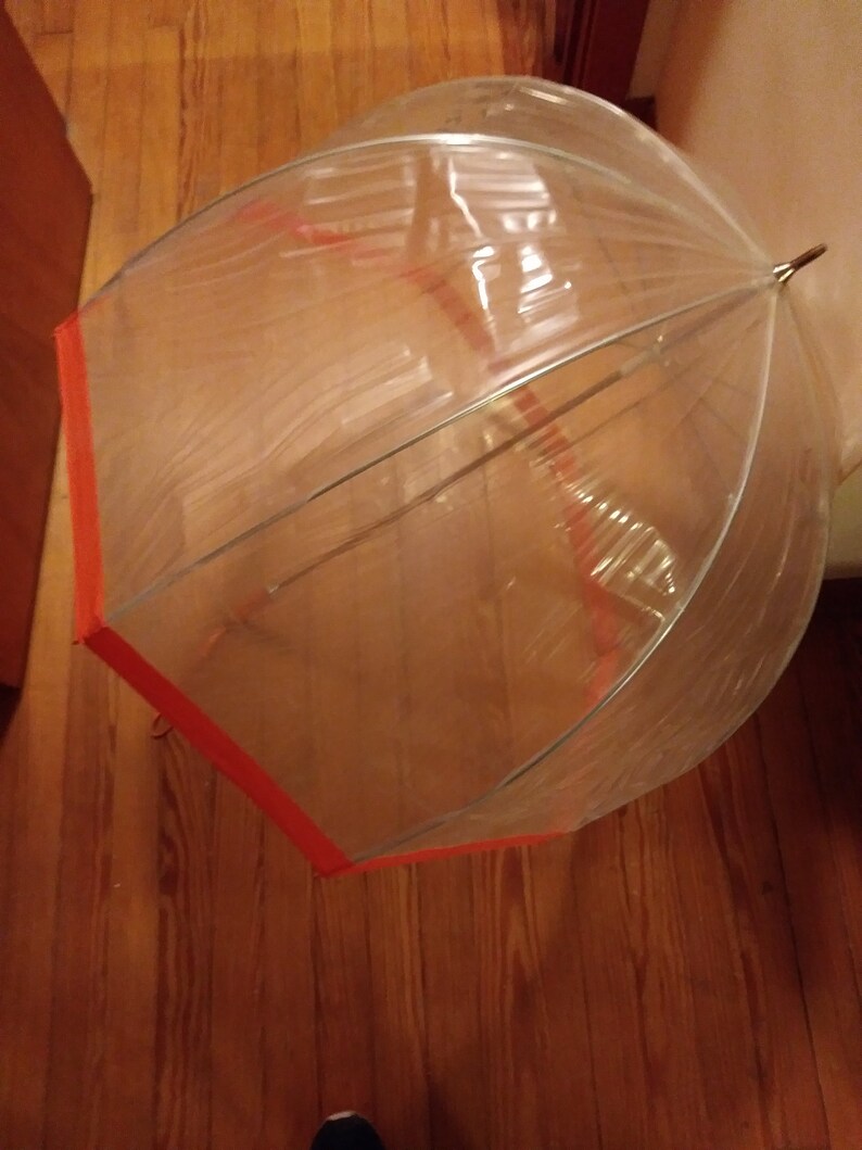 Vintage See Thru Orange Trim Umbrella