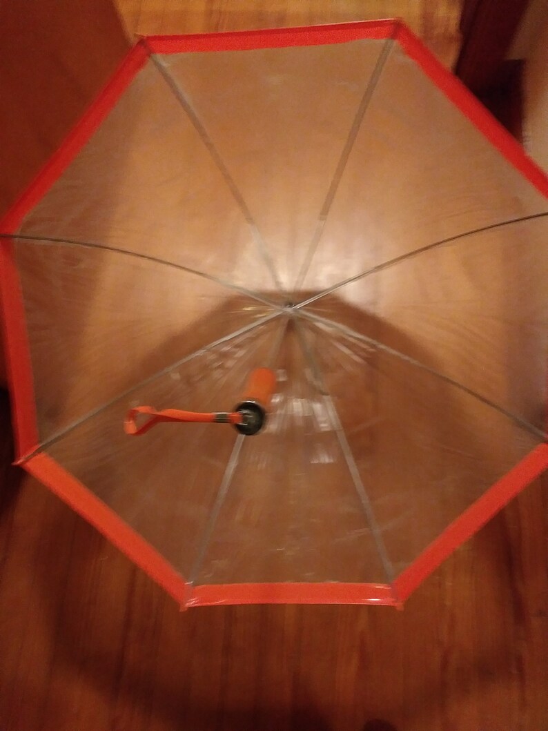 Vintage See Thru Orange Trim Umbrella