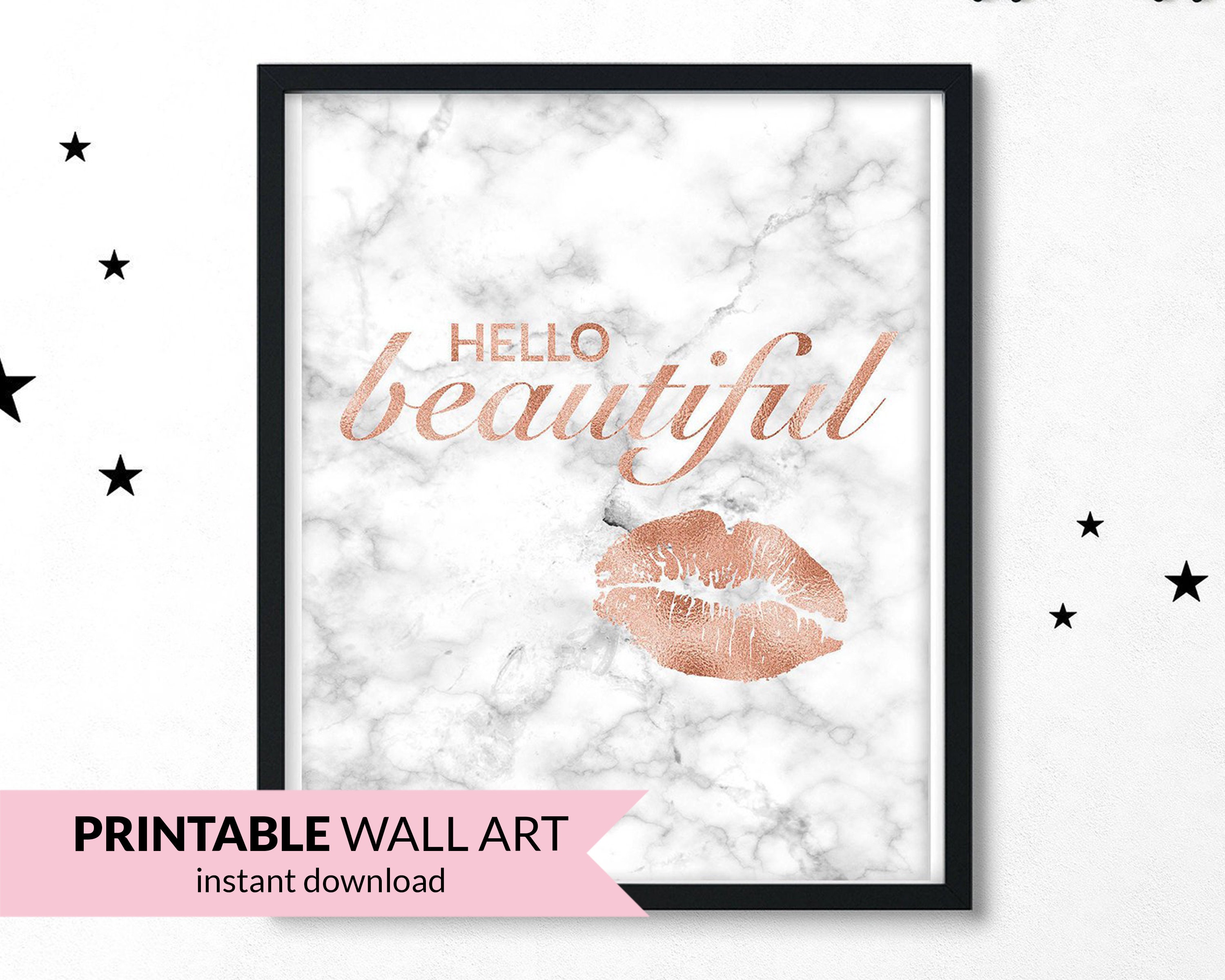 Hello Beautiful Rose Gold Decor Lips Print Rose Gold | Etsy