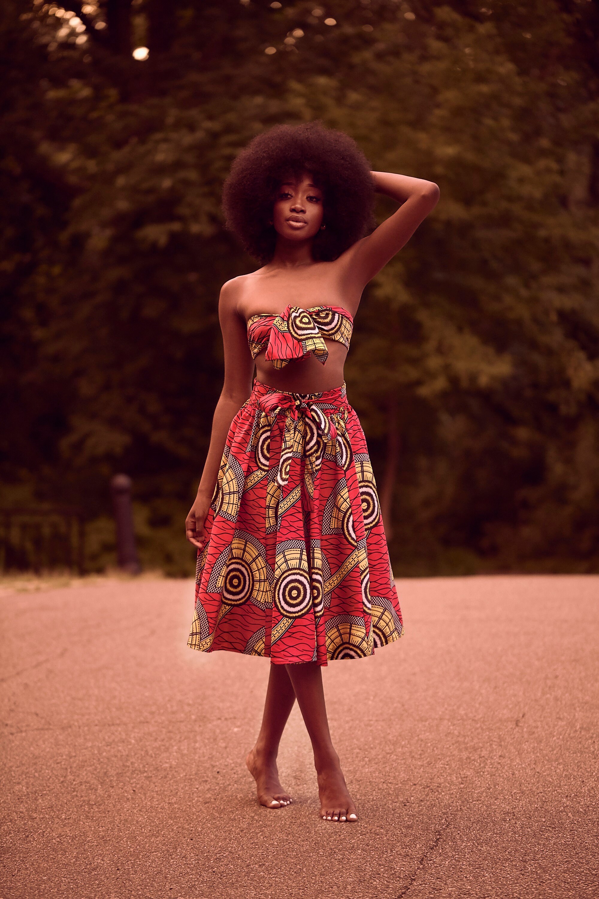African Print Ankara Midi Skirt With 